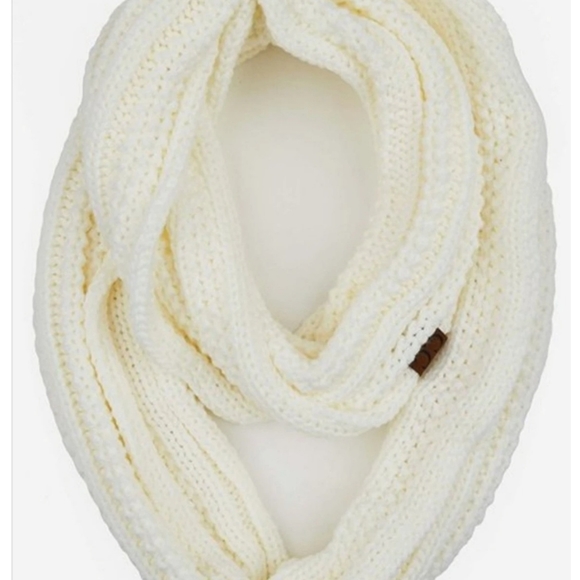 C.C. Boutique Accessories - LUCKY LAST! NWT C.C. Beanie Ribbed Knit Infinity Scarf - Ivory